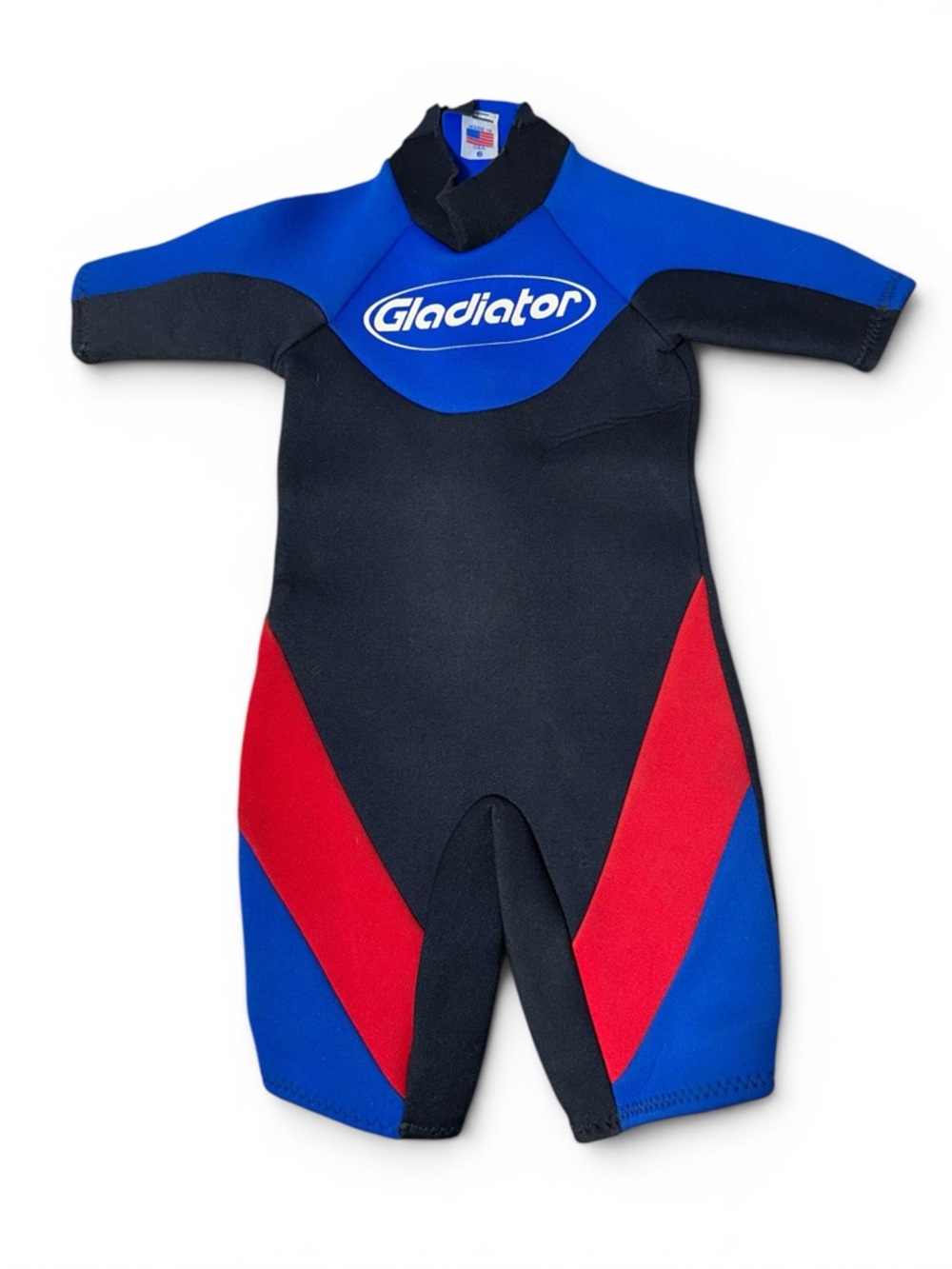 Kids Short Sleeve Wetsuit One-Piece - Blue/Red/Black